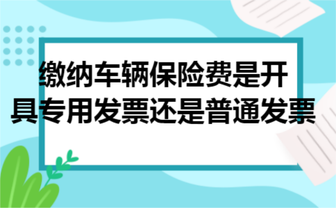 缴纳车辆保险费是开具专用发票还是普通发票