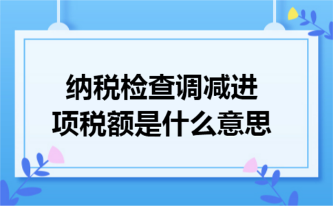 纳税检查调减进项税额是什么意思