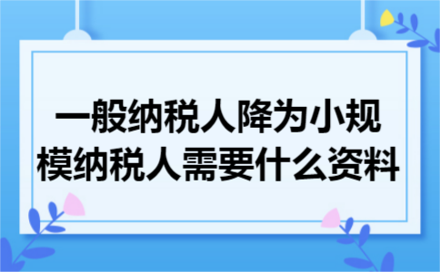 一般纳税人降为小规模纳税人需要什么资料