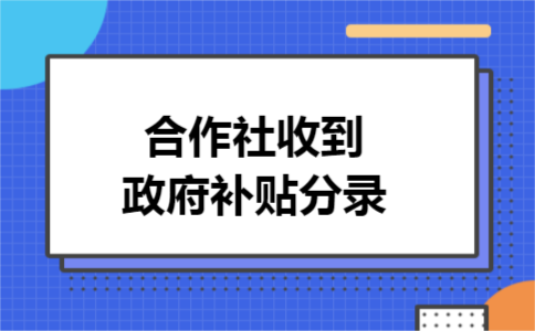 合作社收到政府补贴分录 合作社收到政府补贴分录