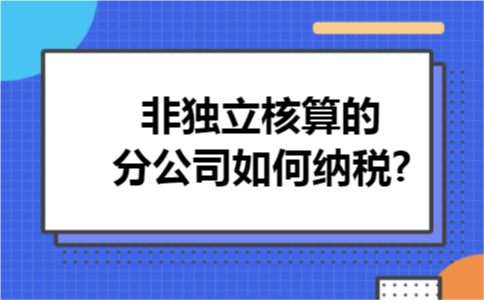 非独立核算的分公司如何纳税?