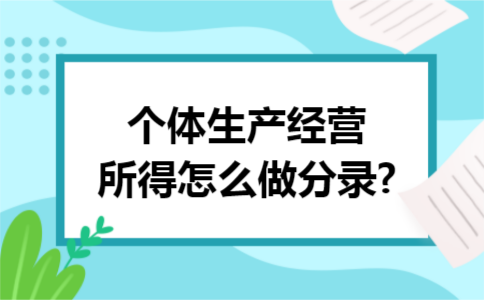 个体生产经营所得怎么做分录?