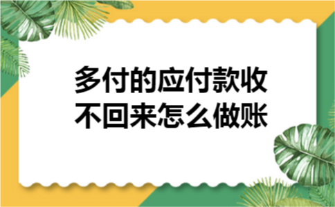 多付的应付款收不回来怎么做账