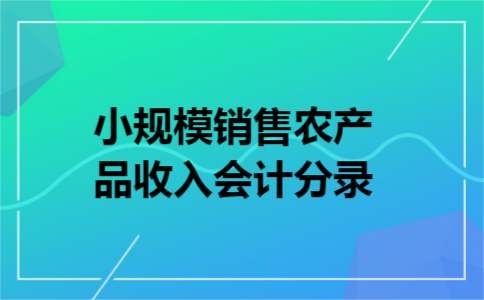 小规模销售农产品收入会计分录 小规模销售农产品收入会计分录
