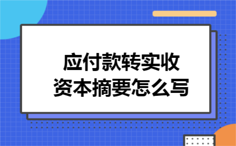 应付款转实收资本摘要怎么写 应付款转实收资本摘要怎么写