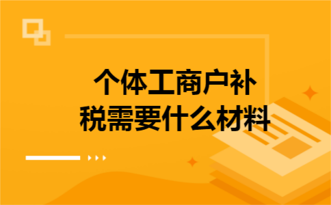 个体工商户补税需要什么材料