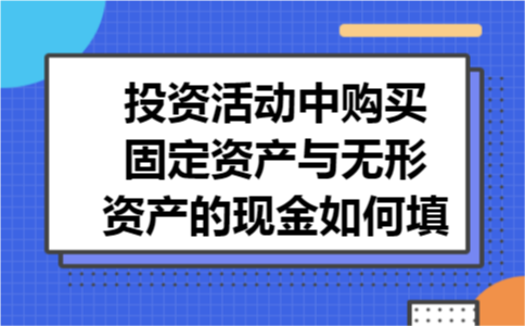 投资活动中购买固定资产与无形资产的现金如何填