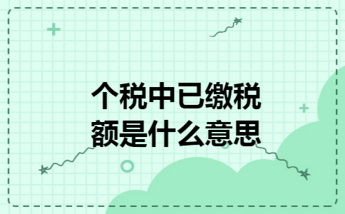 个税中已缴税额是什么意思