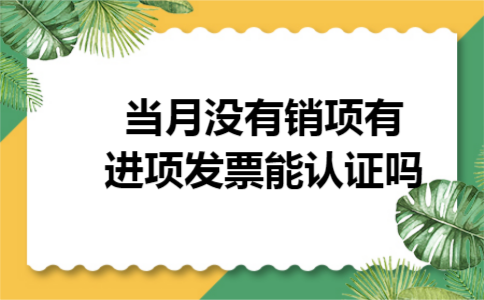 当月没有销项有进项发票能认证吗