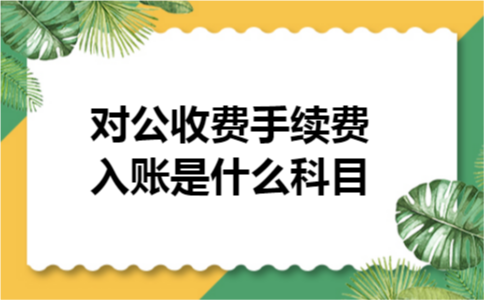 对公收费手续费入账是什么科目