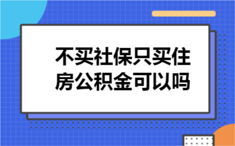 不买社保只买住房公积金可以吗