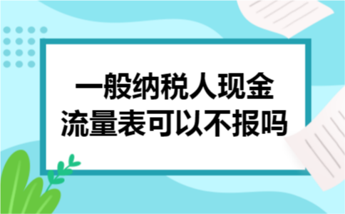 一般纳税人现金流量表可以不报吗
