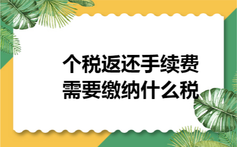 个税返还手续费需要缴纳什么税