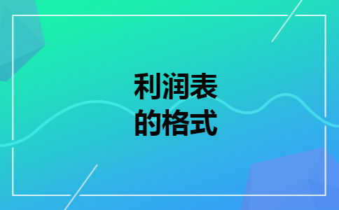 利润表的格式