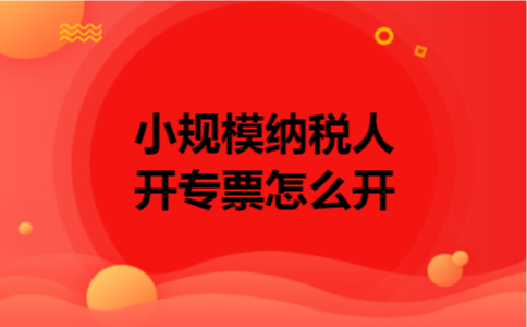 小规模纳税人开专票怎么开