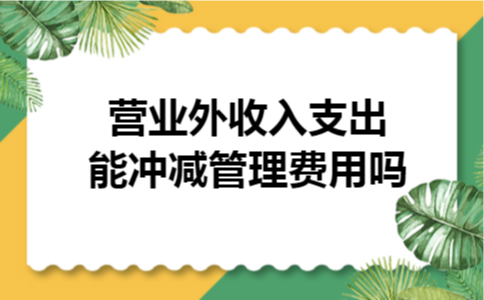 营业外收入支出能冲减管理费用吗