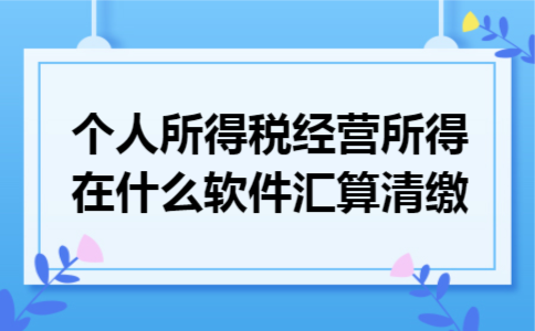 个人所得税经营所得在什么软件汇算清缴