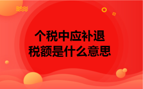  个税中应补退税额是什么意思