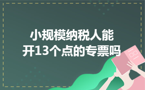 小规模纳税人能开13个点的专票吗