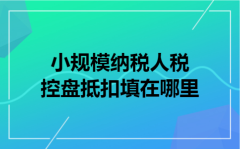 小规模纳税人税控盘抵扣填在哪里 小规模纳税人税控盘抵扣填在哪里