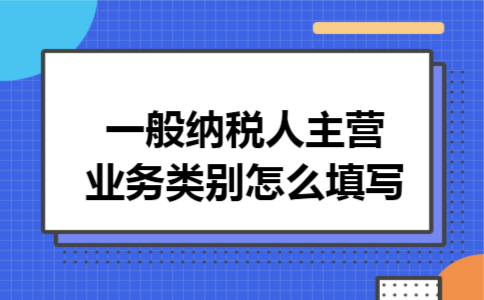 一般纳税人主营业务类别怎么填写