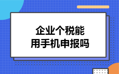 企业个税能用手机申报吗