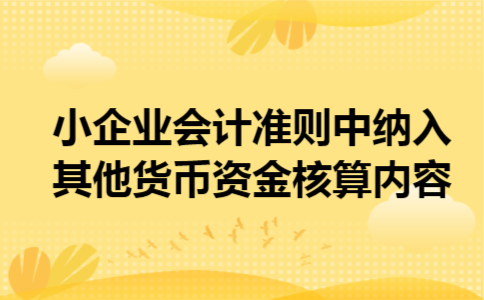  小企业会计准则中纳入其他货币资金核算内容