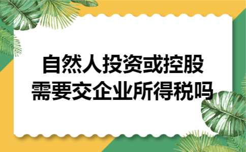 自然人投资或控股需要交企业所得税吗