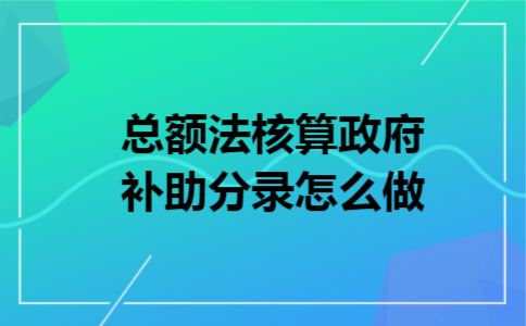 总额法核算政府补助分录怎么做