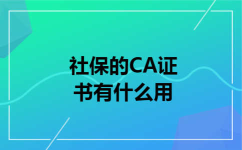 社保的CA证书有什么用