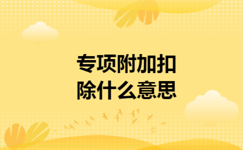 专项附加扣除什么意思