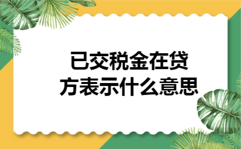 已交税金在贷方表示什么意思 已交税金在贷方表示什么意思