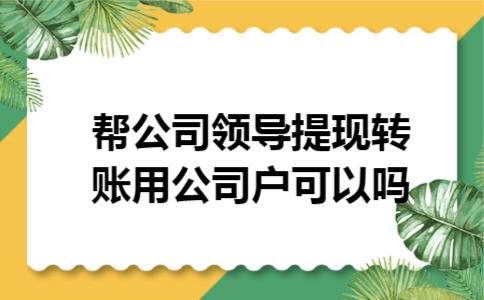 帮公司领导提现转账用公司户可以吗