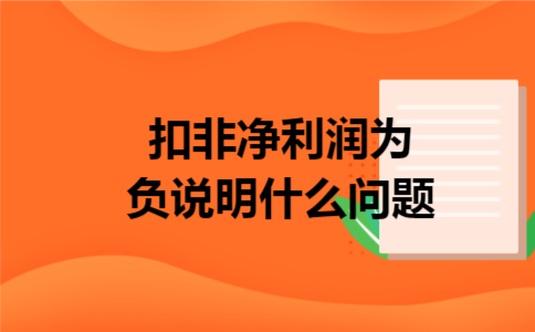 扣非净利润为负说明什么问题