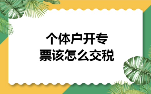 个体户开专票该怎么交税