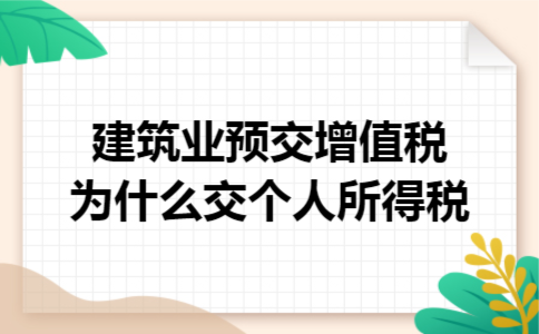 建筑业预交增值税为什么交个人所得税