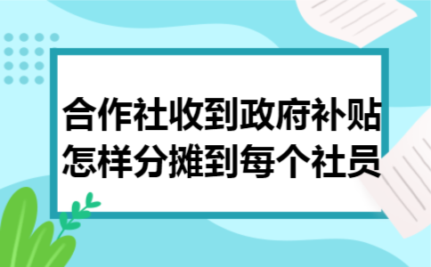 合作社收到政府补贴怎样分摊到每个社员