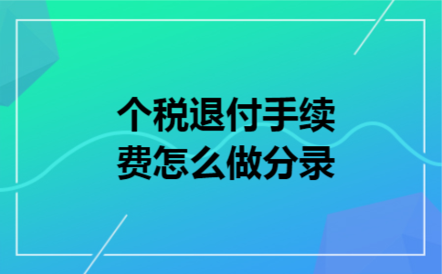 个税退付手续费怎么做分录