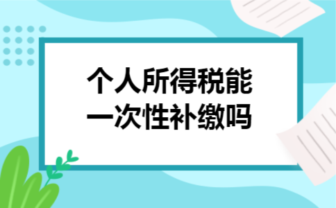 个人所得税能一次性补缴吗 个人所得税能一次性补缴吗