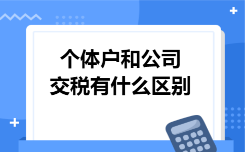 个体户和公司交税有什么区别
