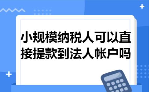 小规模纳税人可以直接提款到法人帐户吗
