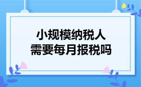  小规模纳税人需要每月报税吗