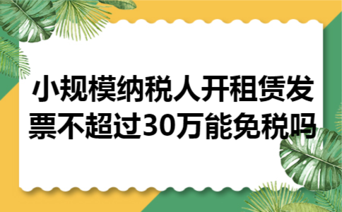 小规模纳税人开租赁发票不超过30万能免税吗
