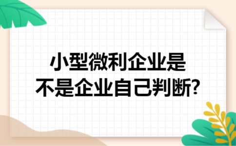 小型微利企业是不是企业自己判断?
