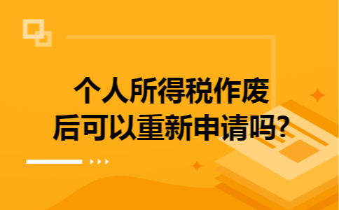 个人所得税作废后可以重新申请吗?