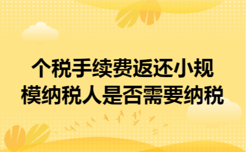 个税手续费返还小规模纳税人是否需要纳税