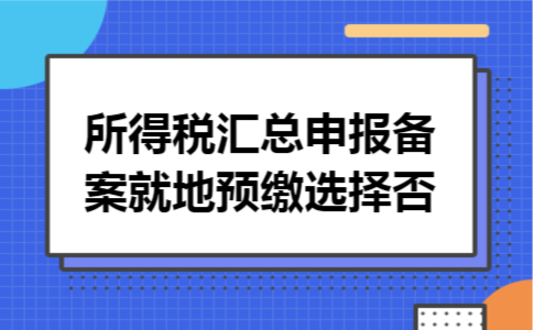 所得税汇总申报备案就地预缴选择否