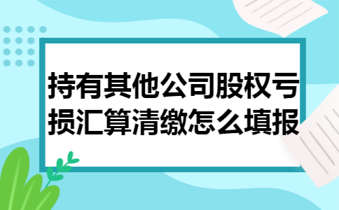 持有其他公司股权亏损汇算清缴怎么填报