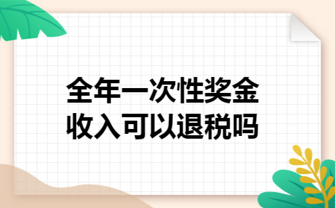 全年一次性奖金收入可以退税吗